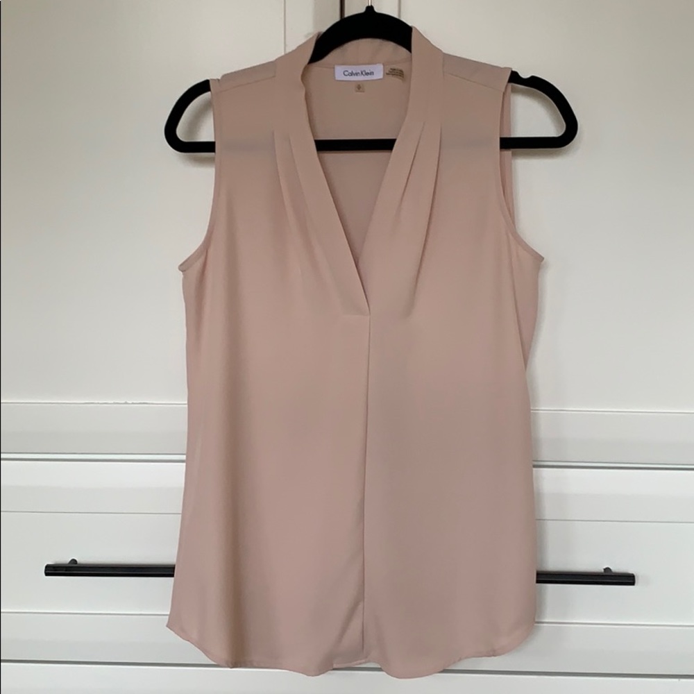 Calvin Klein Sleeveless Blouse in Soft Beige